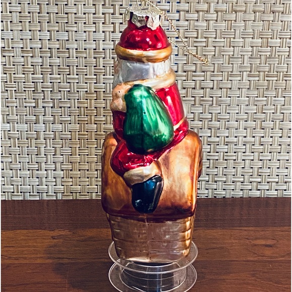 π2xHPππVTG Mercury Blown Glass Santa's Rooftop Delivery Christmas Ornament - Picture 4 of 7